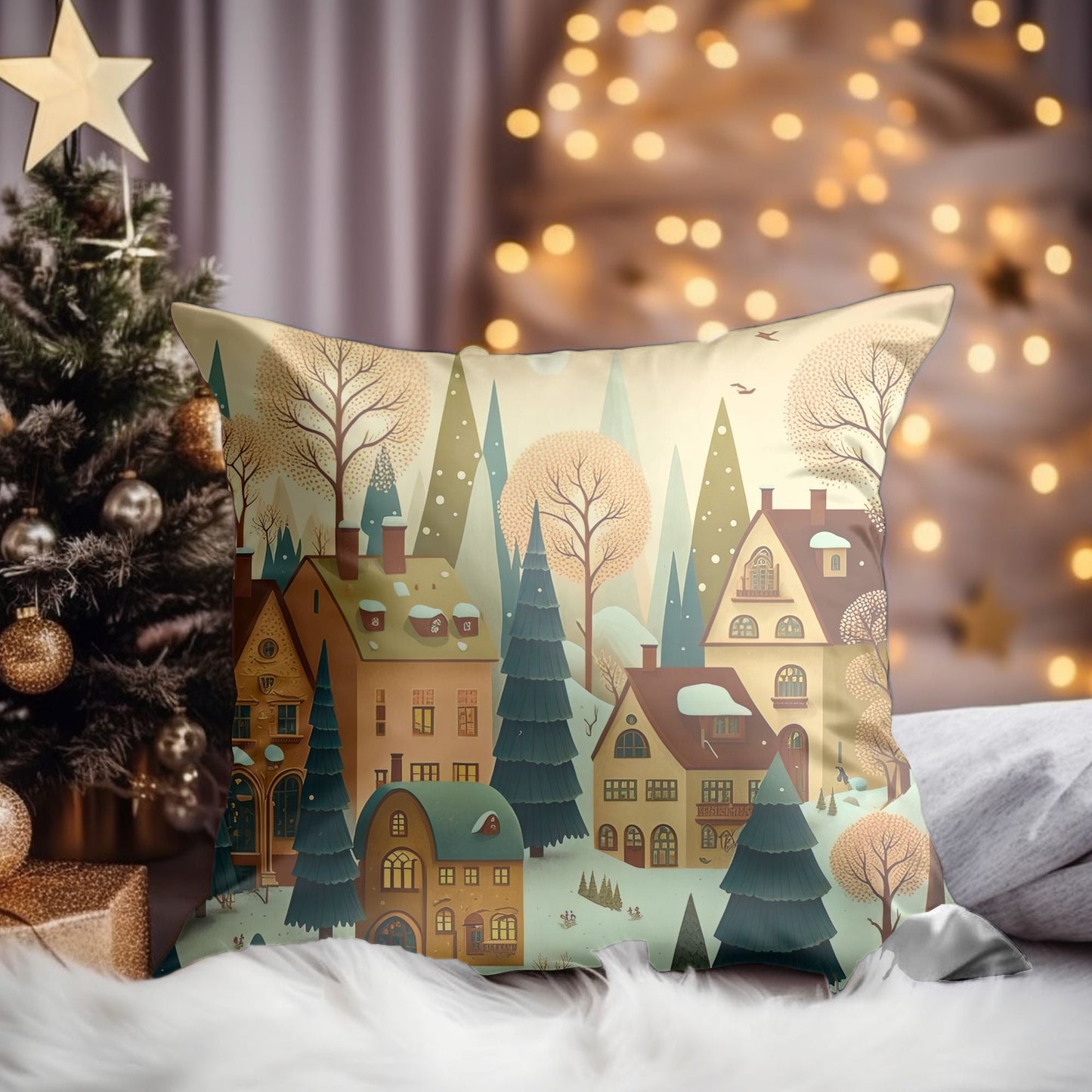 Christmas Village Throw Pillow | Homeezone