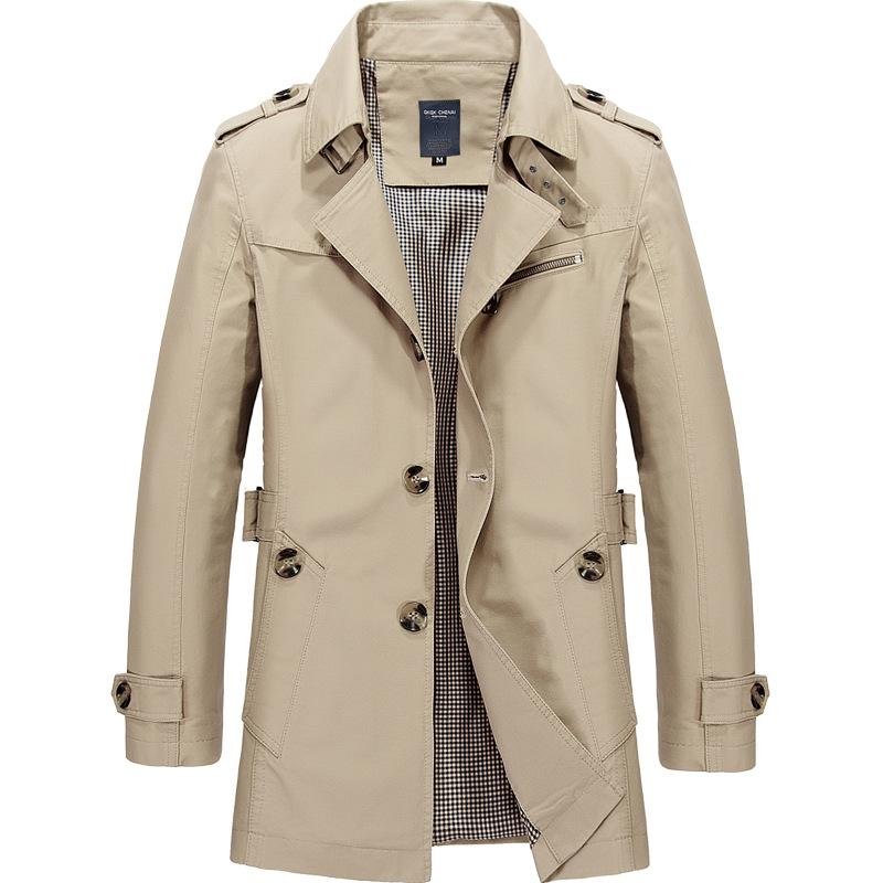Men's Windbreaker Notch Lapel Single Breasted Jacket Coat
