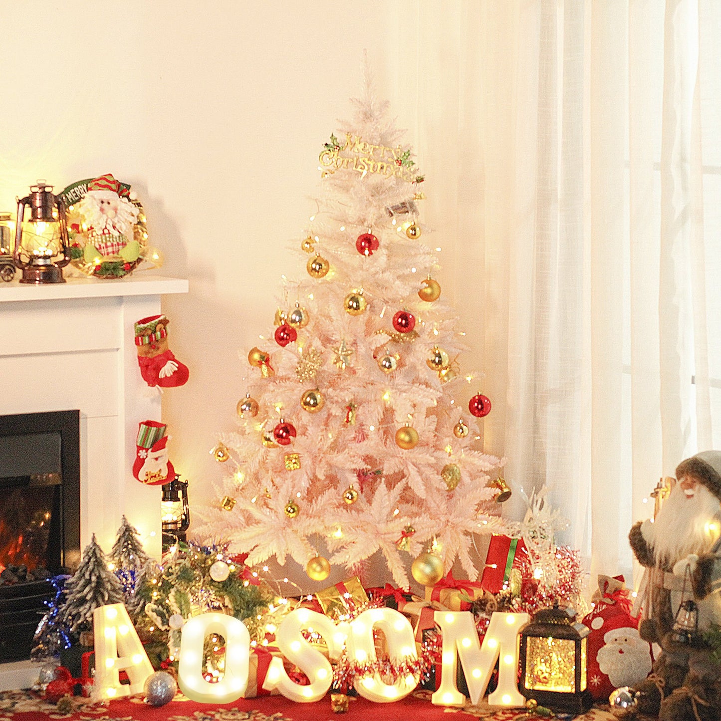 HOMCOM 7ft Artificial Christmas Tree Home Decoration Automatic Open