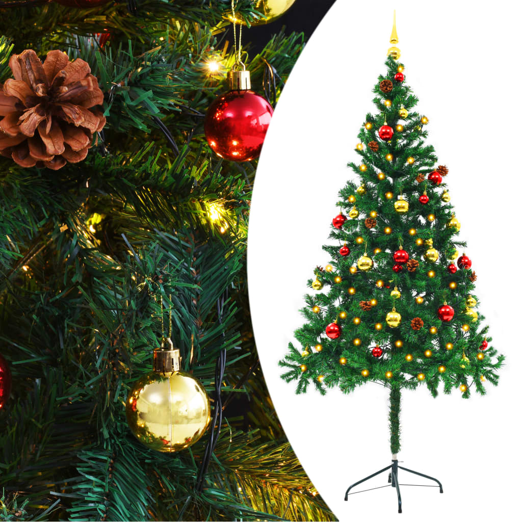 Artificial Christmas Tree with Baubles and LEDs Green 59.1"