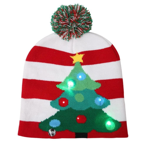 Pom Pom Party Holiday Hats With LED Lights