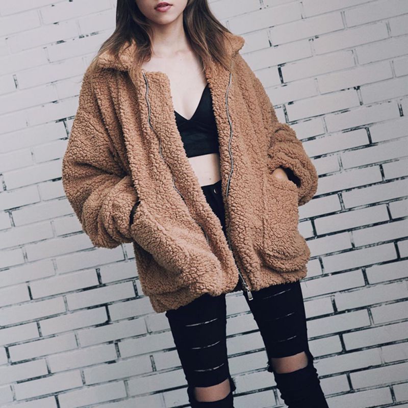 Elegant Faux Fur Coat Women 2018 Autumn Winter