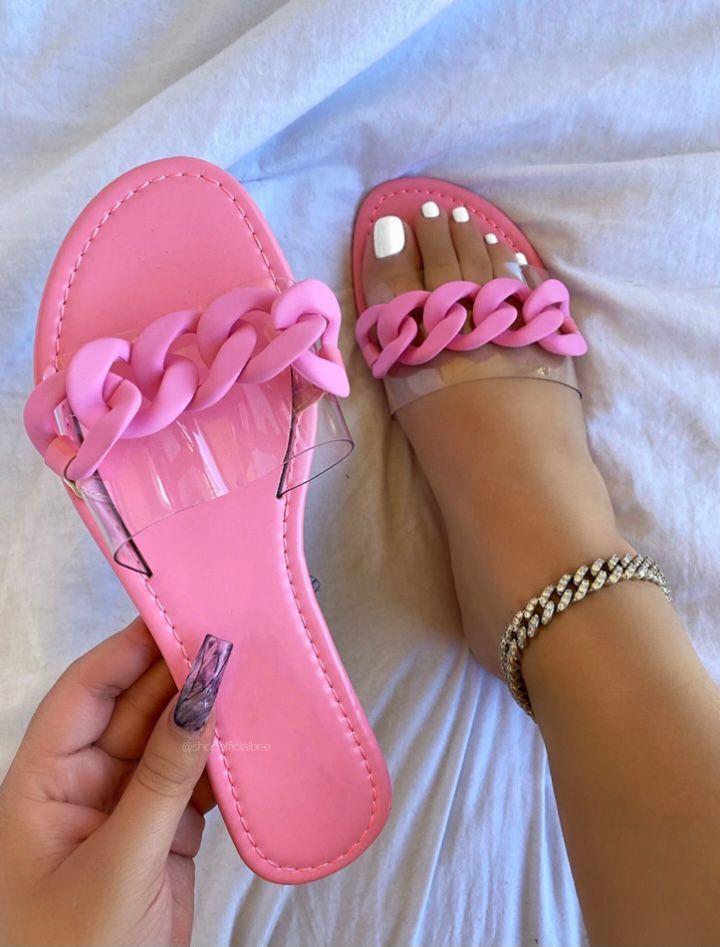 Slippers Women Cross-border Pink INS Flat Heel Flat Casual Beach