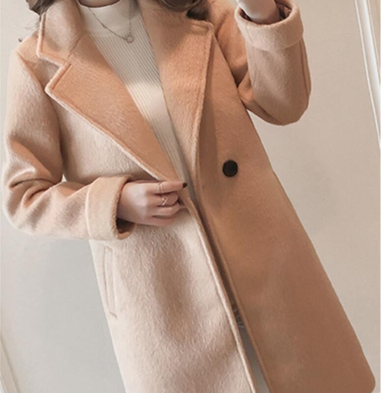 Woolen coat female middle long section thick coat woolen