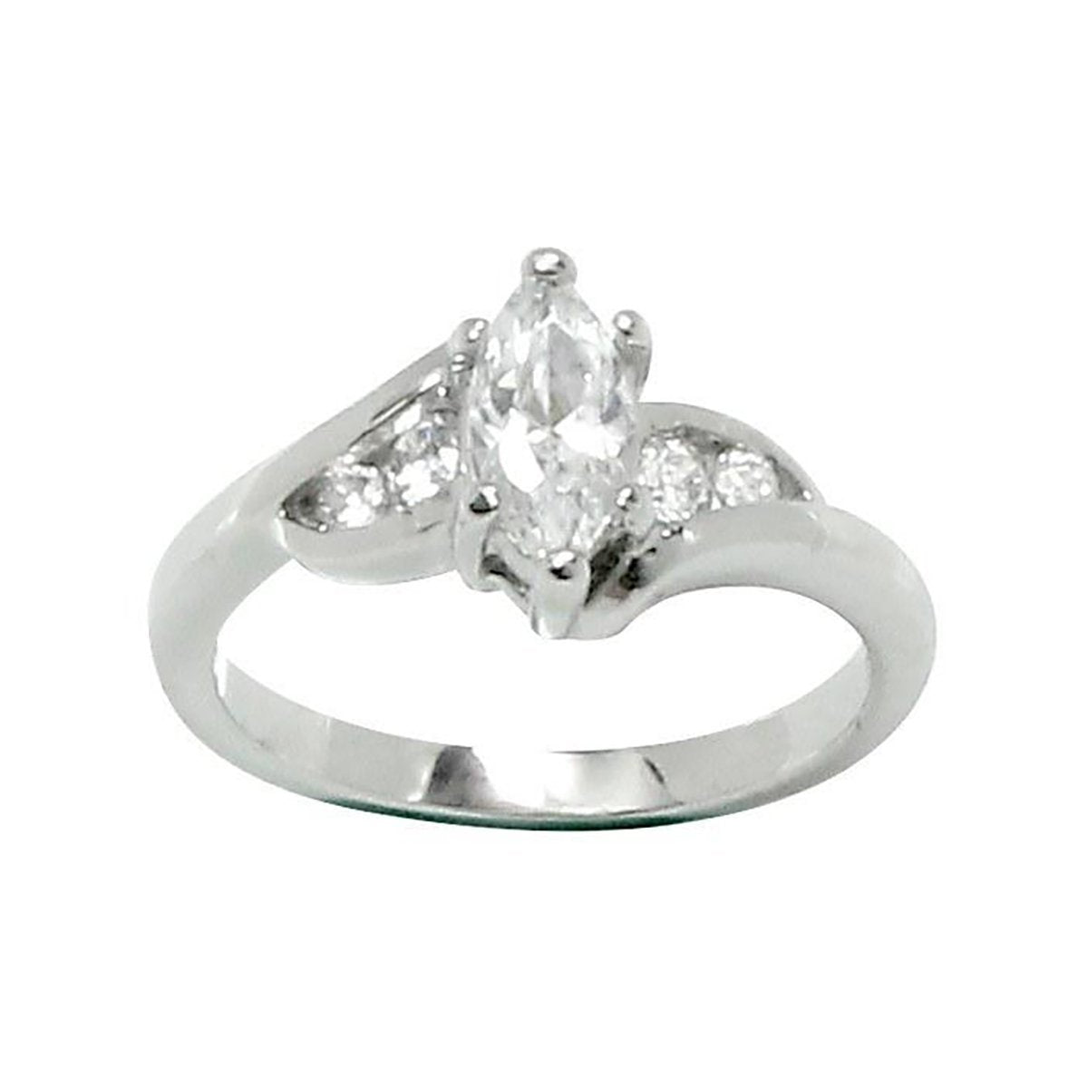 Marquise Cut 6-Prong Set Offset Tiny Stones Ring