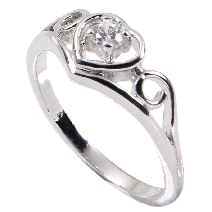 Vintage Style Sterling Silver Heart Swirl Ring