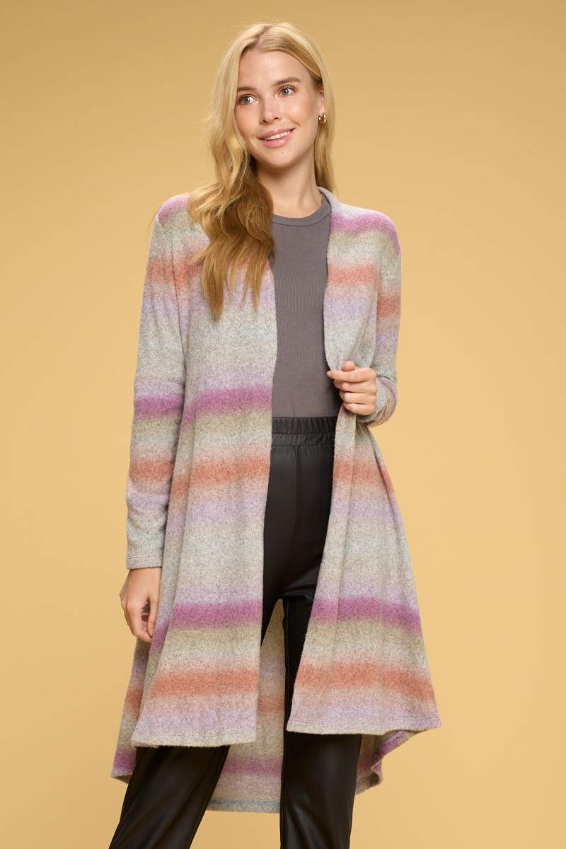 Brushed Ombre Open Front Cardigan
