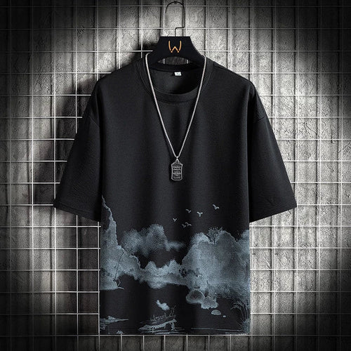 Mens Premium Cotton Printed T-Shirt - MPRIN82 - Black