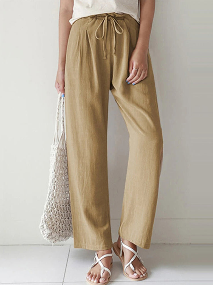 High Waist Trousers Summer Casual Cotton Linen Pants