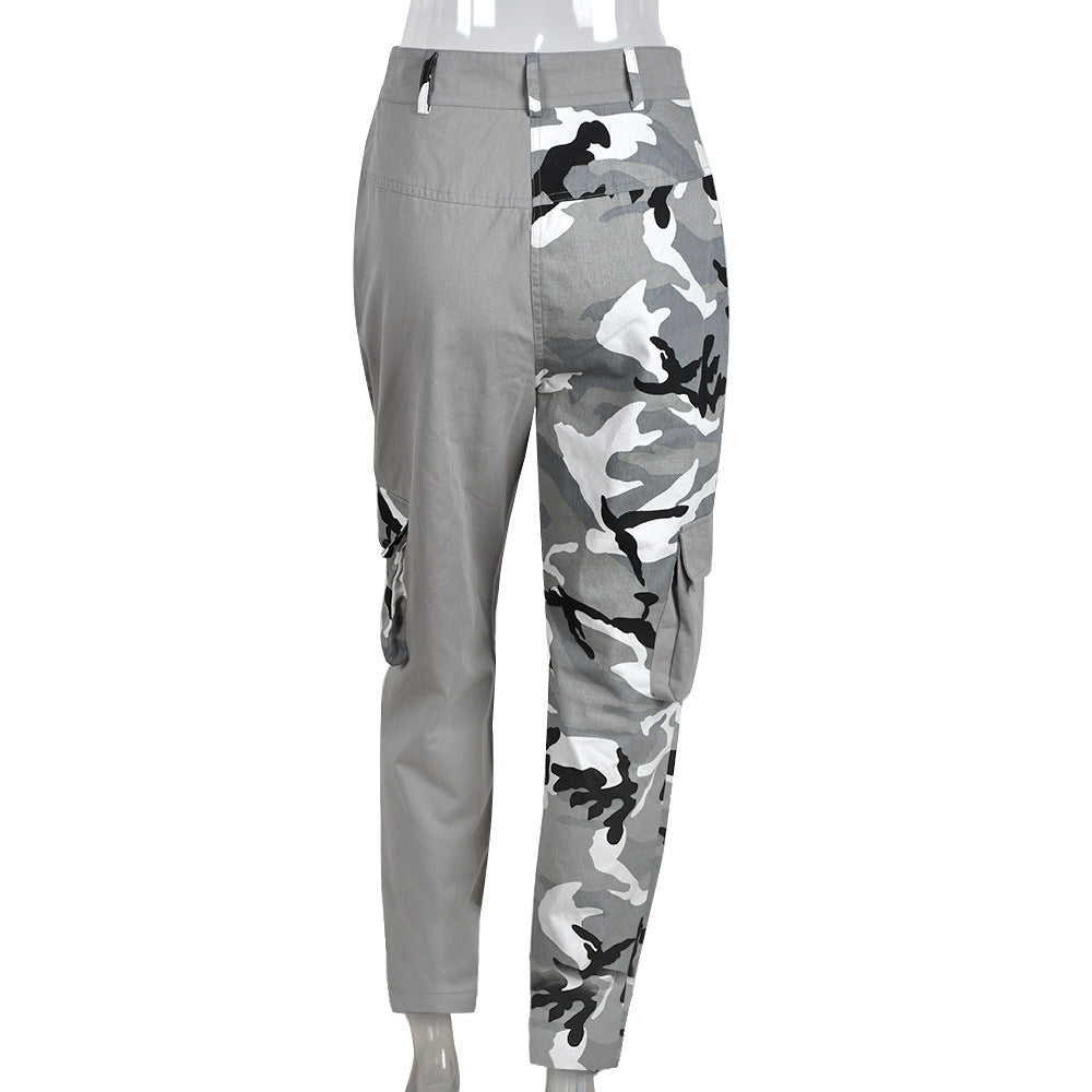 Colorblock Camouflage Cargo Pants Casual Trousers