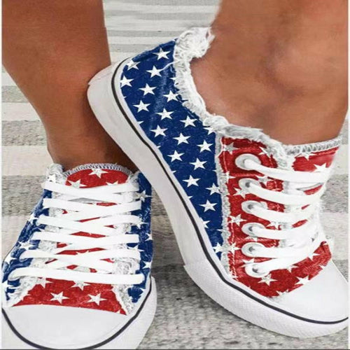 Flat Sneakers Shoes Round Toe Casual Canvas Shoes