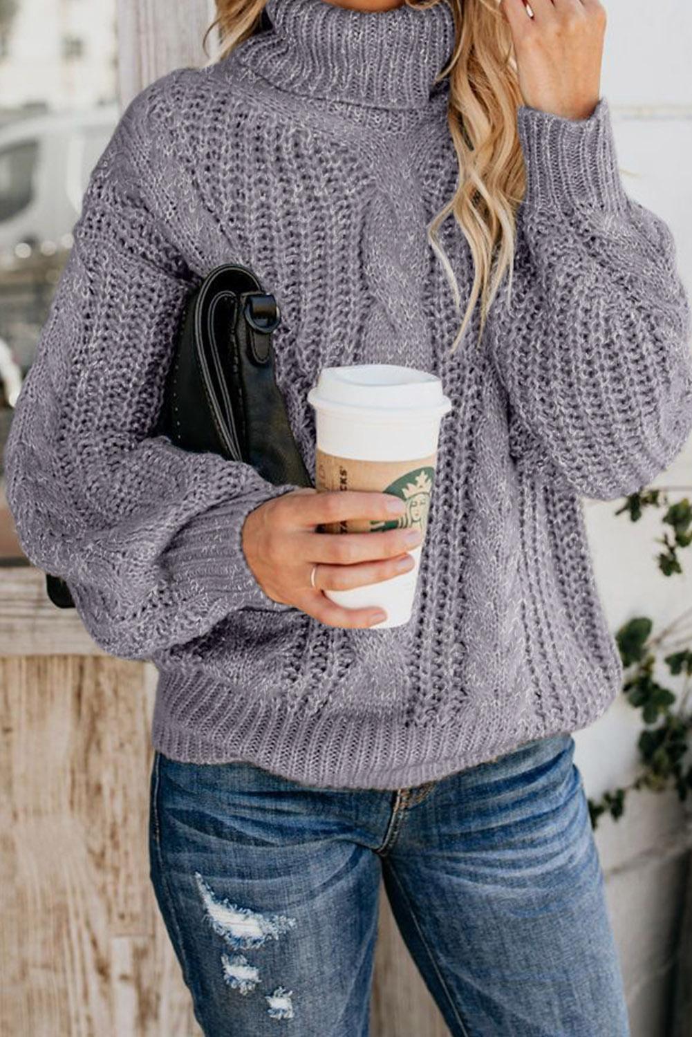 Winter Gray Chunky Turtleneck Sweater