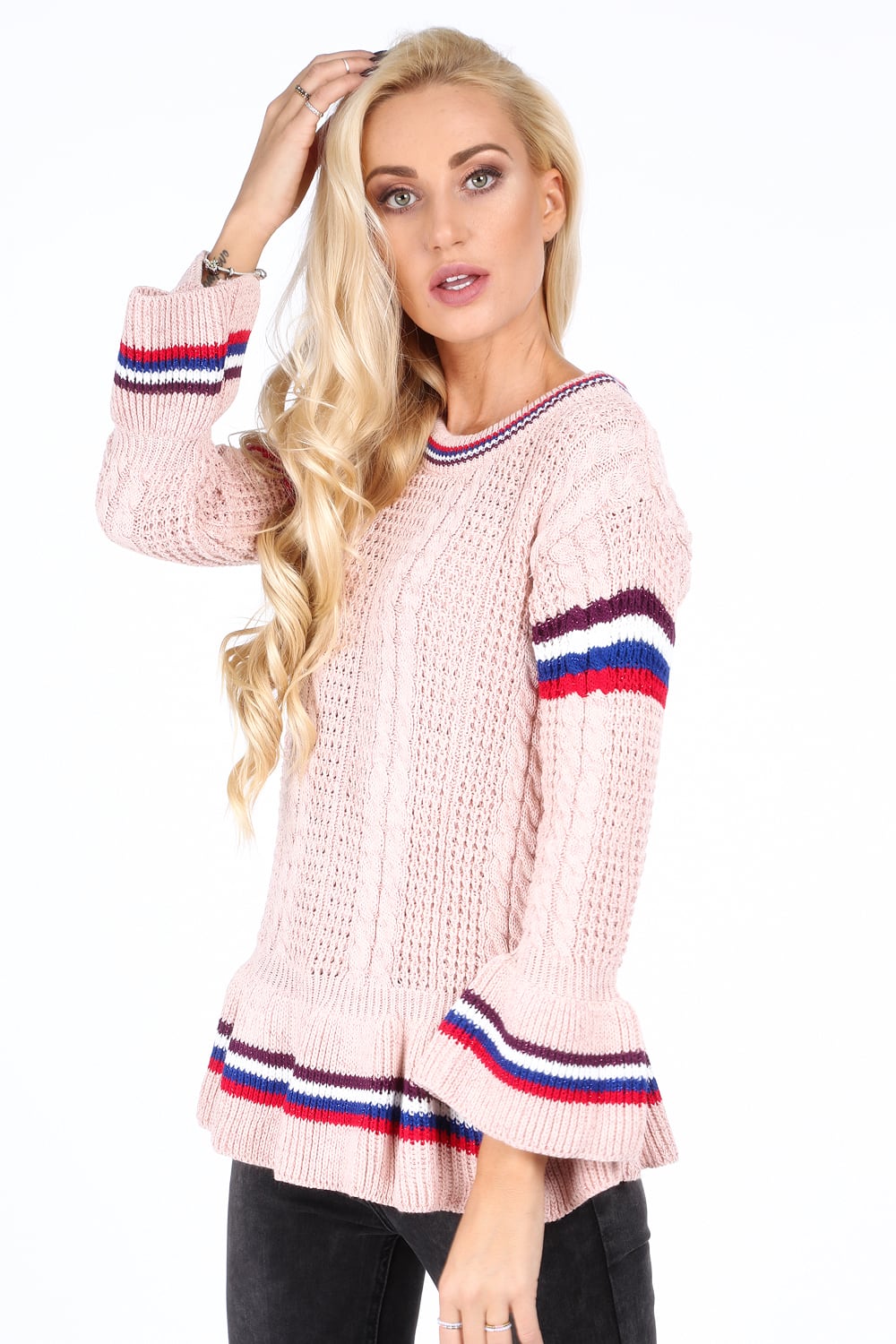 Sweater with a frill, light pink RR20069