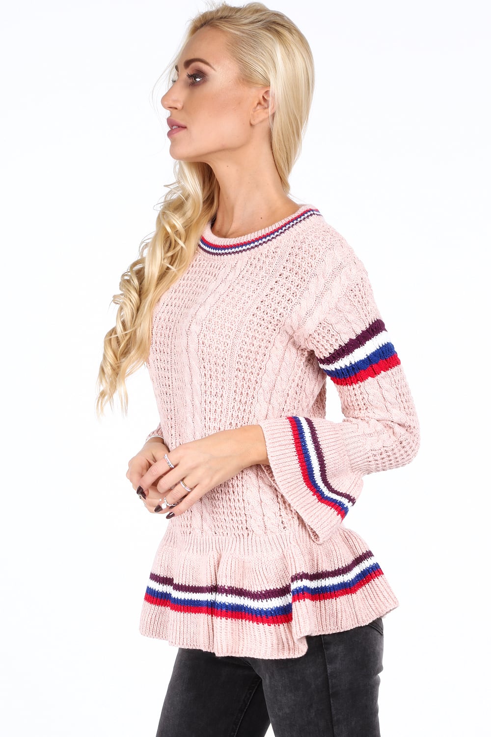 Sweater with a frill, light pink RR20069