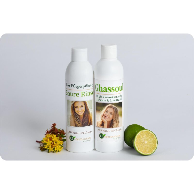 Lava Clay Hair Care Set | 250 ml ready-mix lime oil, 250 ml acid rinse