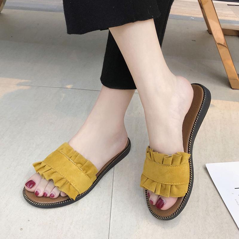 Women Fashion Suede Leather Slippers Summer Sandals Shoes Boho Beach