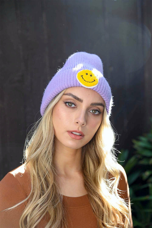 Smiley Face Ribbed Beanie 🙂